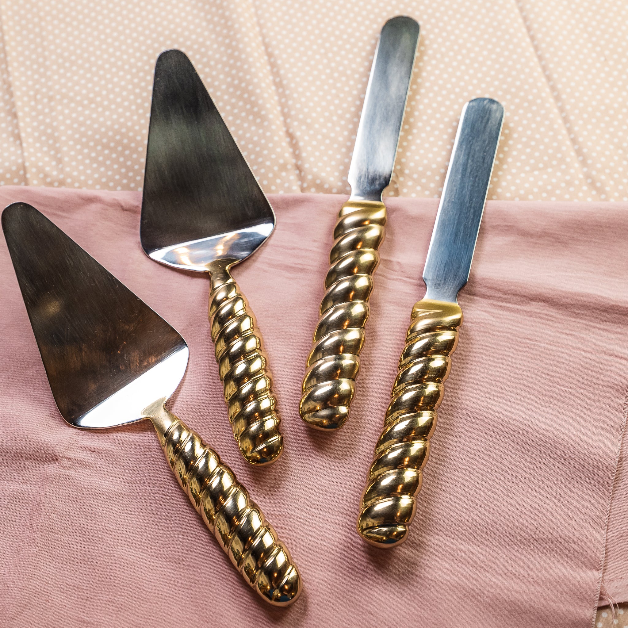 Truro Gold Cake Knife & Server Set