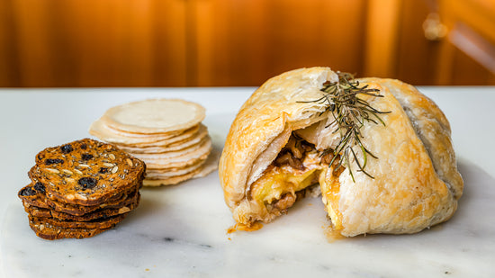 Baked Brie in Puff Pastry with Apricot Jam and Walnuts