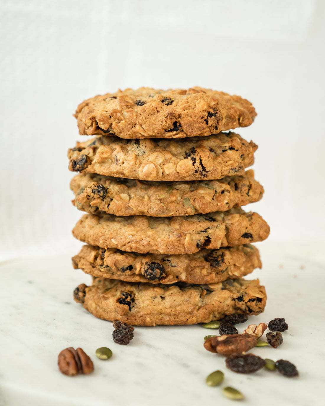 Breakfast Cookies with Oats, Raisins, Nuts and Seeds