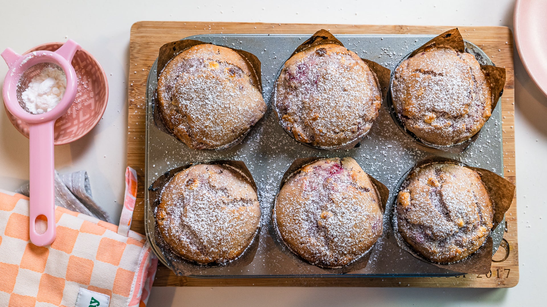 Raspberry, White Chocolate and Macadamia Muffins